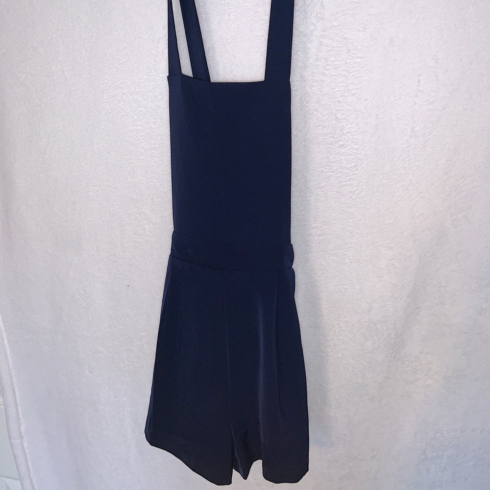 Navy blue overall romper